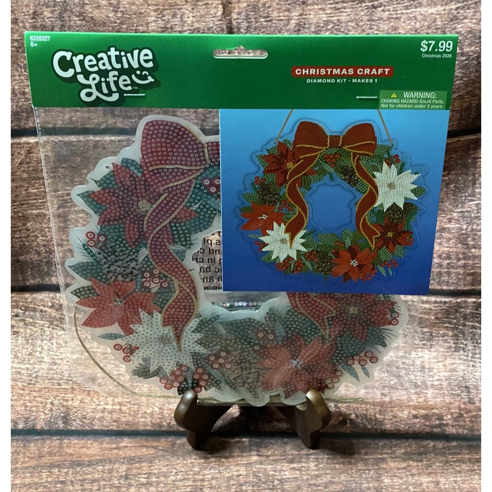 Christmas Poinsettias Wreath Hanging Acrylic Diamond Painting Kit Hobby Lobby